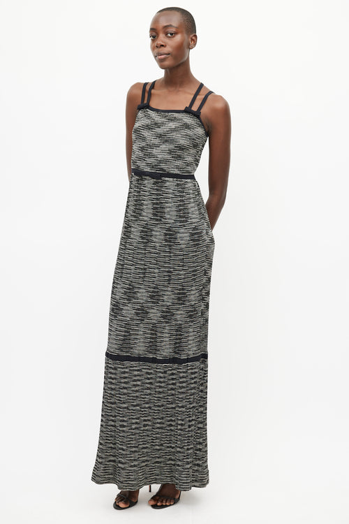 Missoni Black 
Grey Metallic Pleated Dress