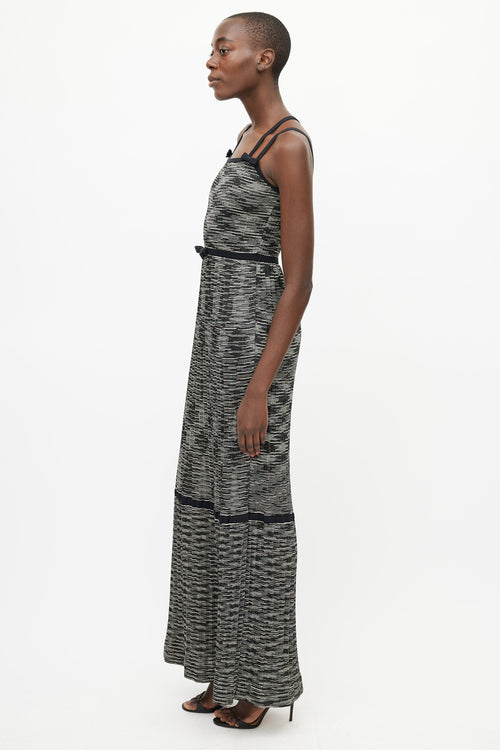 Missoni Black 
Grey Metallic Pleated Dress