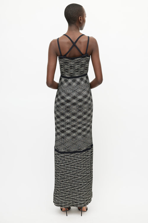 Missoni Black 
Grey Metallic Pleated Dress