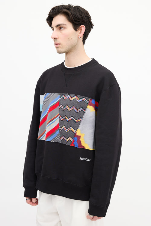 Missoni Black 
Multi Pattern Panel Crewneck Sweatshirt