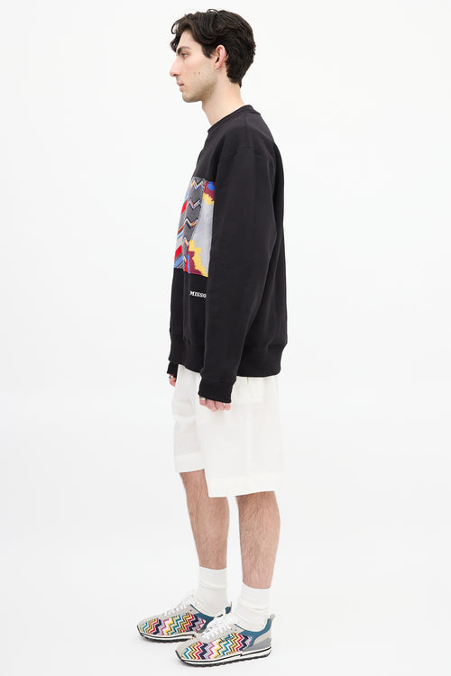 Missoni Black 
Multi Pattern Panel Crewneck Sweatshirt