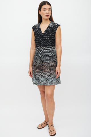 Missoni Black 
Multicolour Knit Pleated Dress