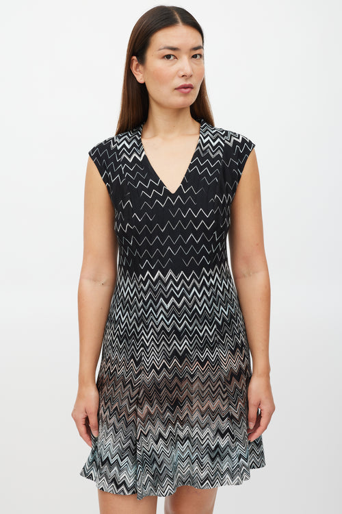 Missoni Black 
Multicolour Knit Pleated Dress