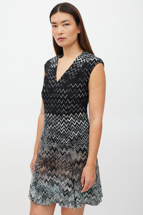 Missoni Black 
Multicolour Knit Pleated Dress