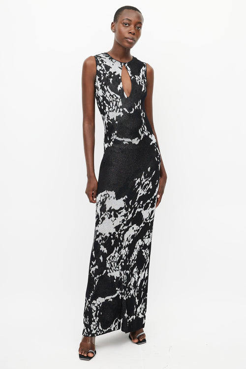 Missoni Black 
Silver Metallic Cut Out Maxi Dress