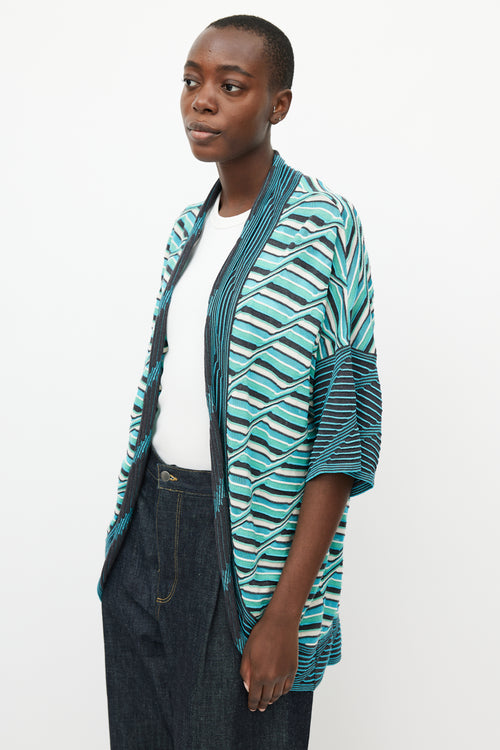 Missoni Blue 
Green Knit Open Cardigan