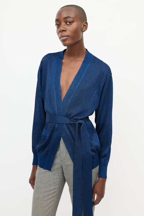 Missoni Blue Metallic Knit Cardigan