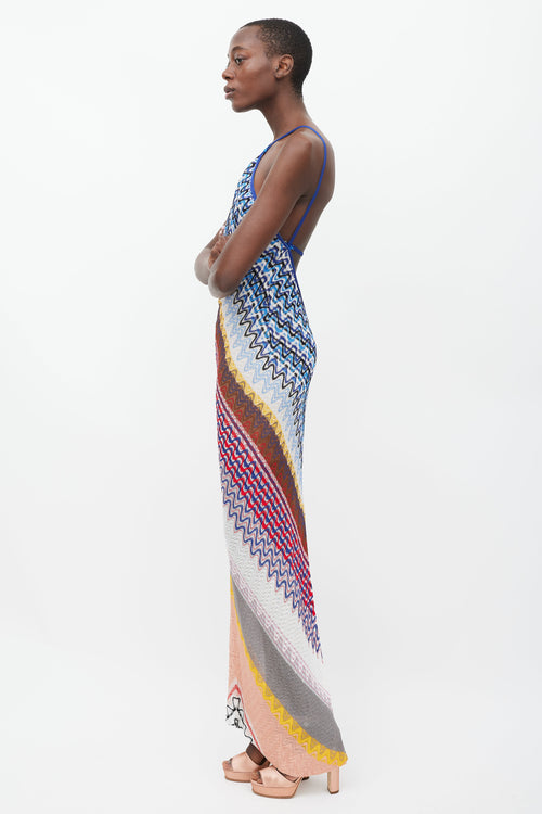 Missoni Blue 
Multicolour Wave Knit Halter Dress