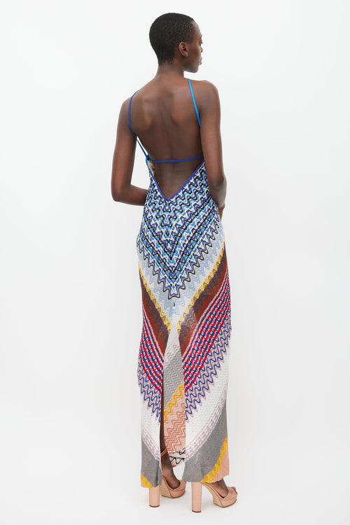 Missoni Blue 
Multicolour Wave Knit Halter Dress