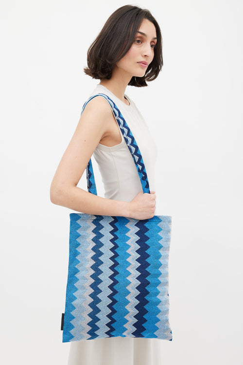 Missoni Blue Sparkly Zigzag Tote Bag