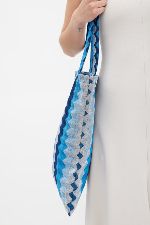 Missoni Blue Sparkly Zigzag Tote Bag