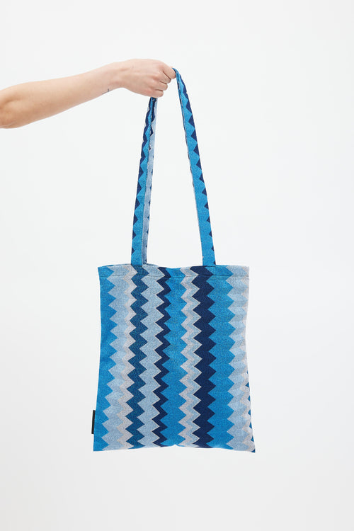 Missoni Blue Sparkly Zigzag Tote Bag