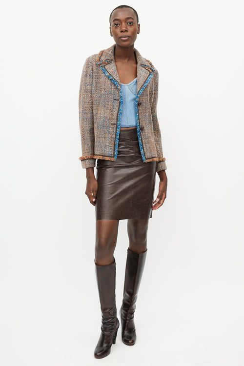 Missoni Brown 
Blue Tweed Blazer