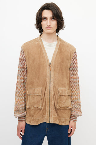 Missoni Brown 
Multicolour Suede Knit Cardigan