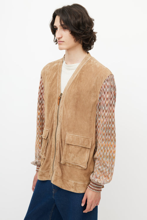 Missoni Brown 
Multicolour Suede Knit Cardigan