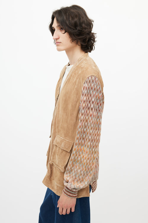 Missoni Brown 
Multicolour Suede Knit Cardigan