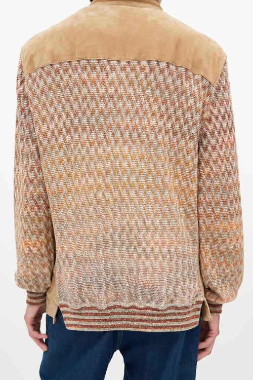 Missoni Brown 
Multicolour Suede Knit Cardigan