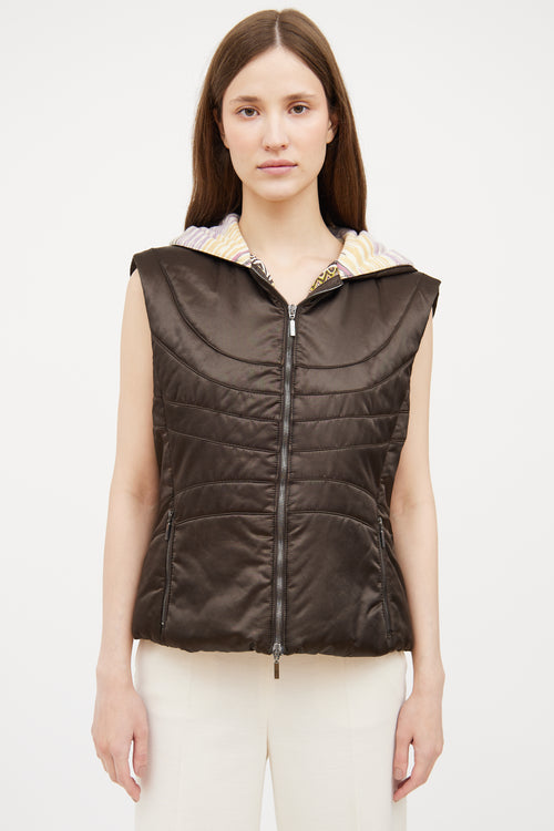 Missoni Brown Satin Hooded Vest