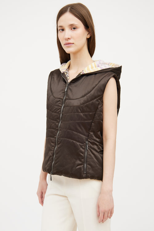 Missoni Brown Satin Hooded Vest