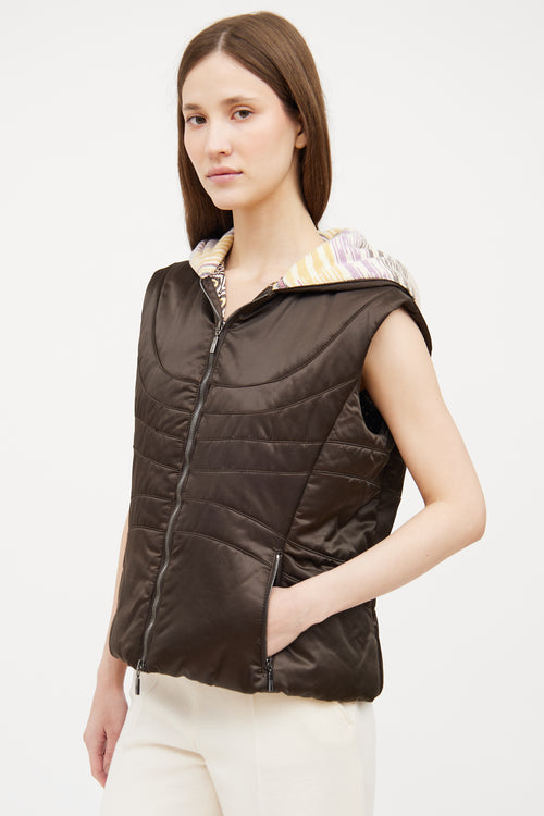 Missoni Brown Satin Hooded Vest