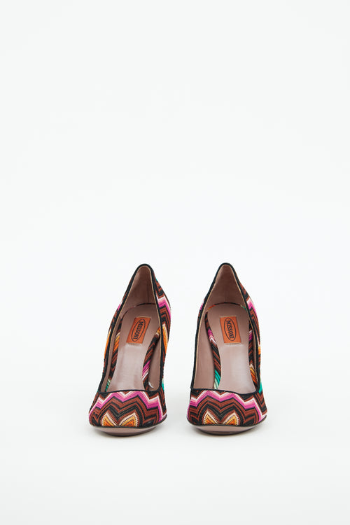 Missoni Multicolour Zigzag Knit Pump