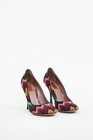 Missoni Multicolour Zigzag Knit Pump