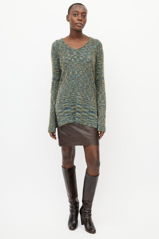 Missoni Green 
Multi Mohair V-Neck Sweater