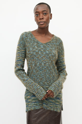 Missoni Green 
Multi Mohair V-Neck Sweater