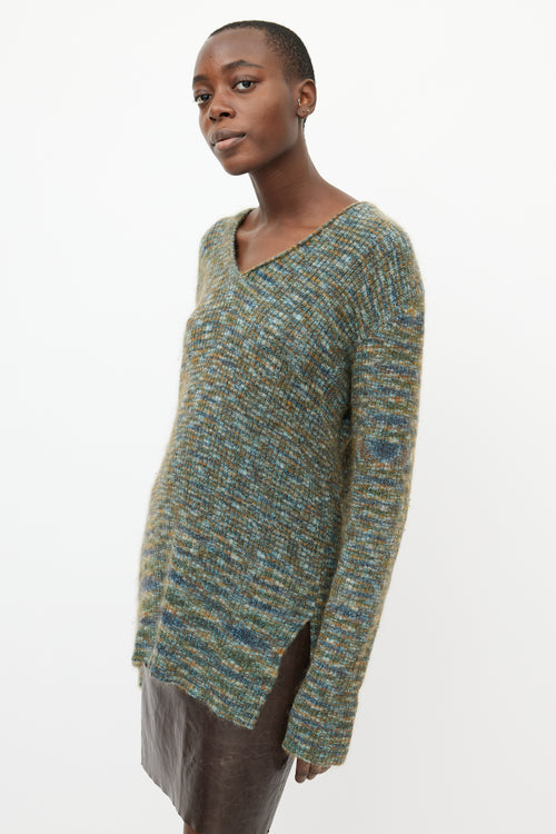 Missoni Green 
Multi Mohair V-Neck Sweater