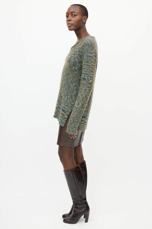 Missoni Green 
Multi Mohair V-Neck Sweater