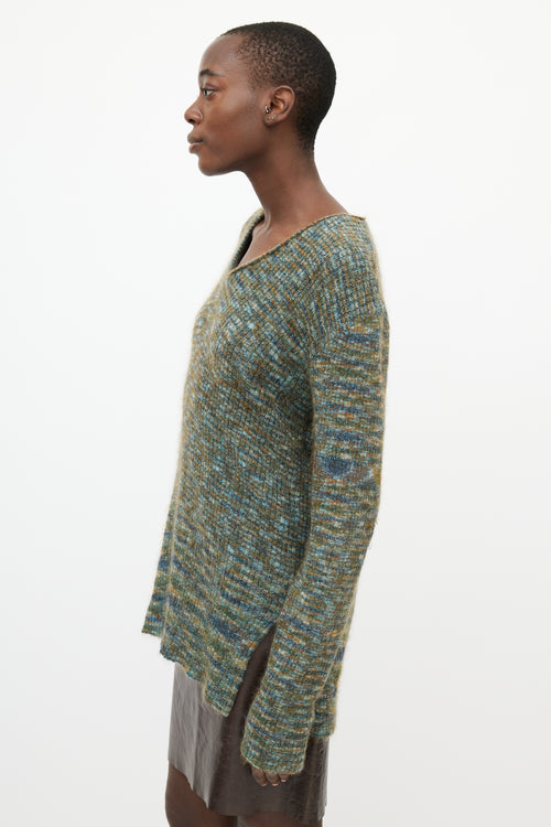 Missoni Green 
Multi Mohair V-Neck Sweater