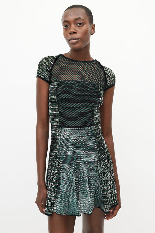 Missoni Green 
White Mesh Knit Dress