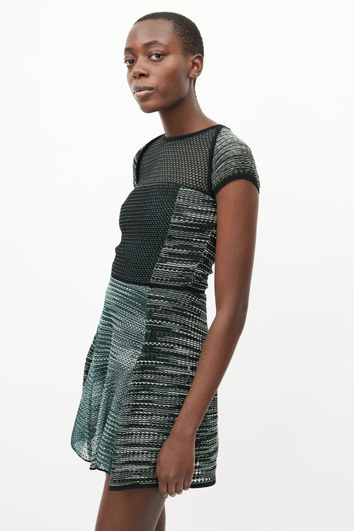 Missoni Green 
White Mesh Knit Dress