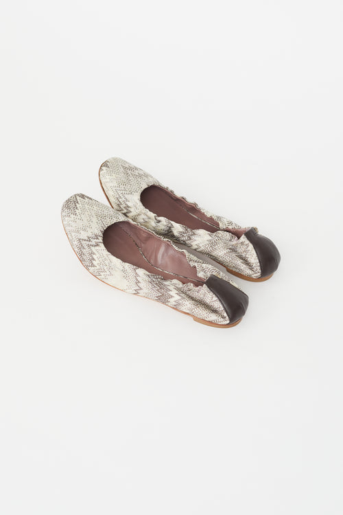 Missoni Grey 
White Chevron Knit Ballet Flat