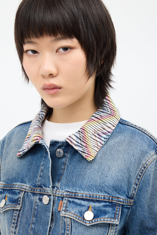 Missoni Medium Wash Denim 
Multi Woven Jacket