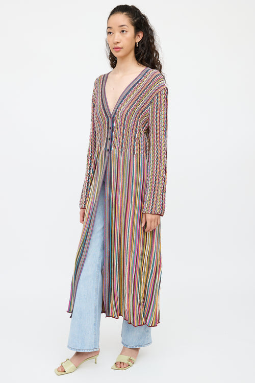 MissoniPink 
Multicolour Knit Striped Cardigan