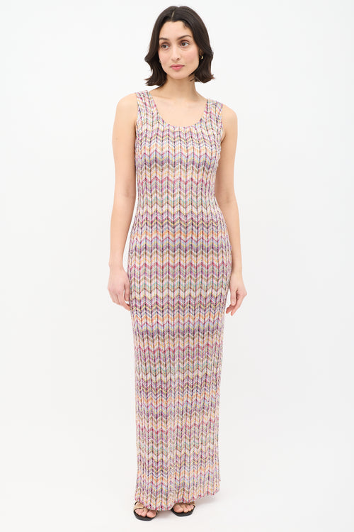 Missoni Multicolour Knit Chevron Sequin Dress