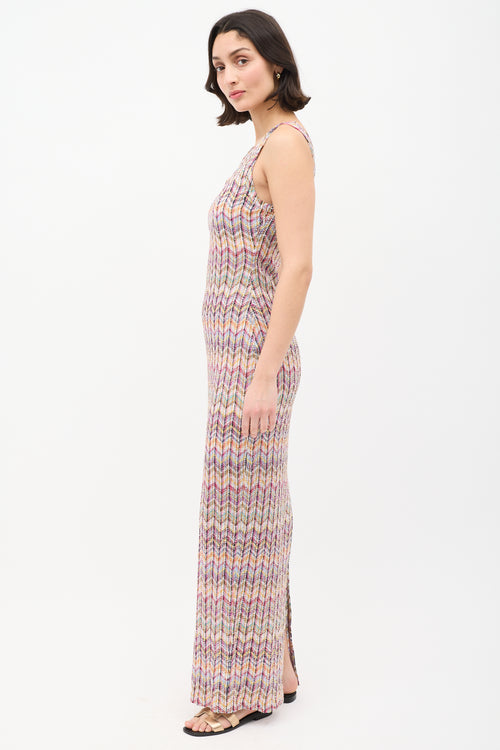 Missoni Multicolour Knit Chevron Sequin Dress