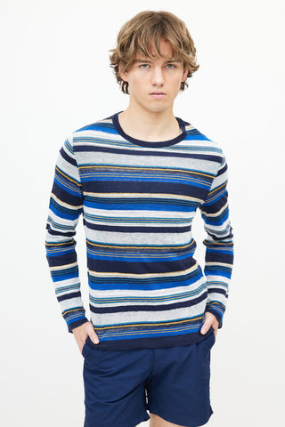 Missoni Navy 
White Knit Stripe Shirt