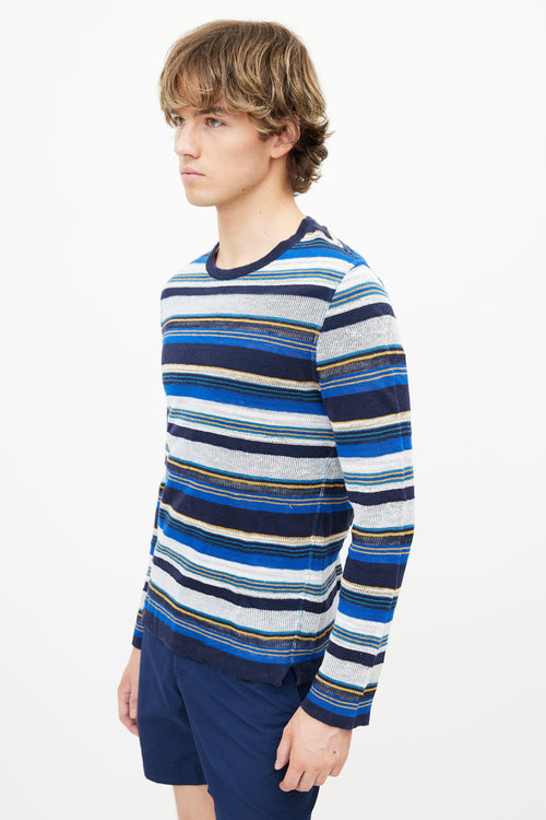 Missoni Navy 
White Knit Stripe Shirt