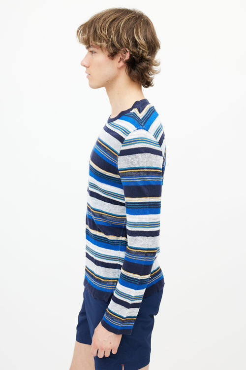 Missoni Navy 
White Knit Stripe Shirt