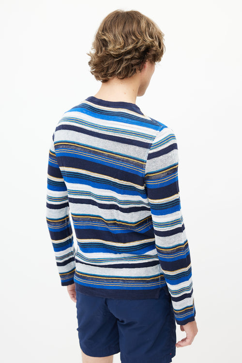 Missoni Navy 
White Knit Stripe Shirt