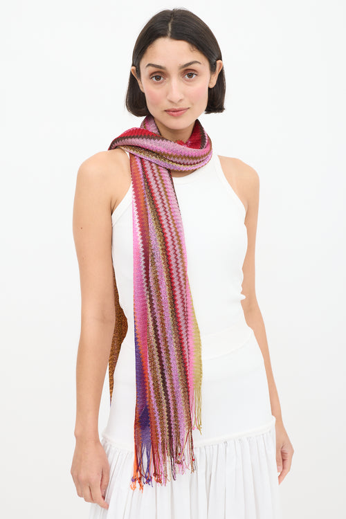 Missoni Pink 
Multicolour Metallic Striped Scarf