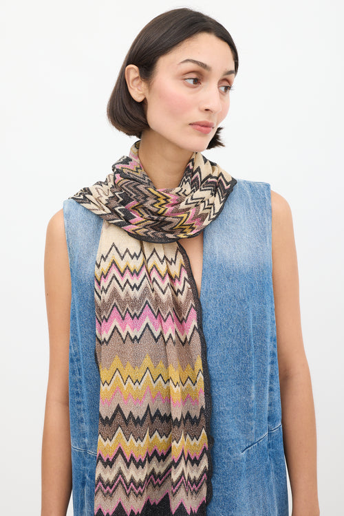 Missoni Cream 
Multicolour Wool Striped Scarf