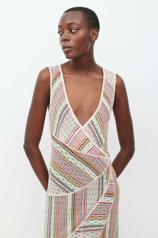 Missoni Pink 
Multicolour Striped Knit Dress