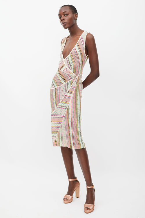 Missoni Pink 
Multicolour Striped Knit Dress