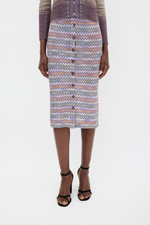 Missoni Pink 
Multicolour Zigzag Midi Skirt