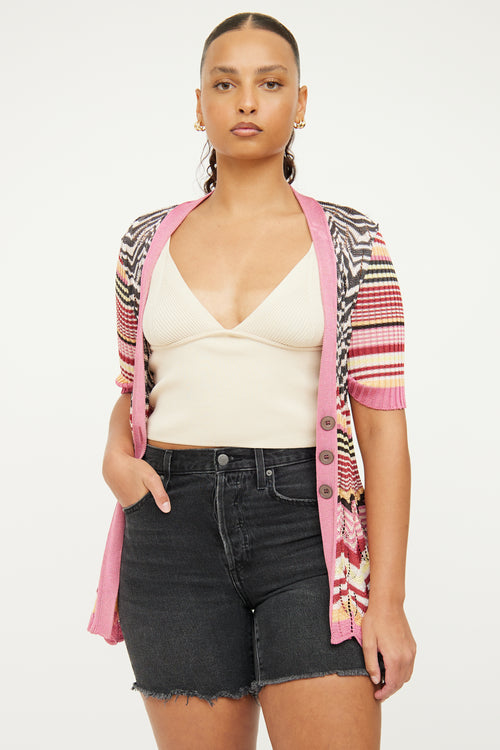 Missoni Pink Multi Colour Knit Cardigan