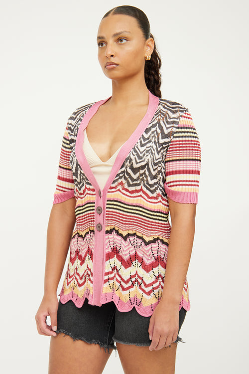 Missoni Pink Multi Colour Knit Cardigan