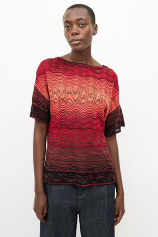 Missoni Red Gradient Mesh Knit Top